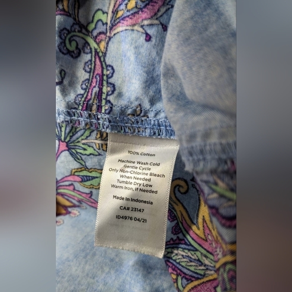 Talbots Paisley Cotton Button Front Shirt‎ - Swirly Paisley Size 1X - Picture 5 of 11